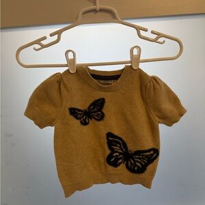 Kids Buttercup Yellow Butterfly Knit Top